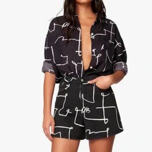 WeWoreWhat Scribble Print High Waist Balloon Shorts Size 24